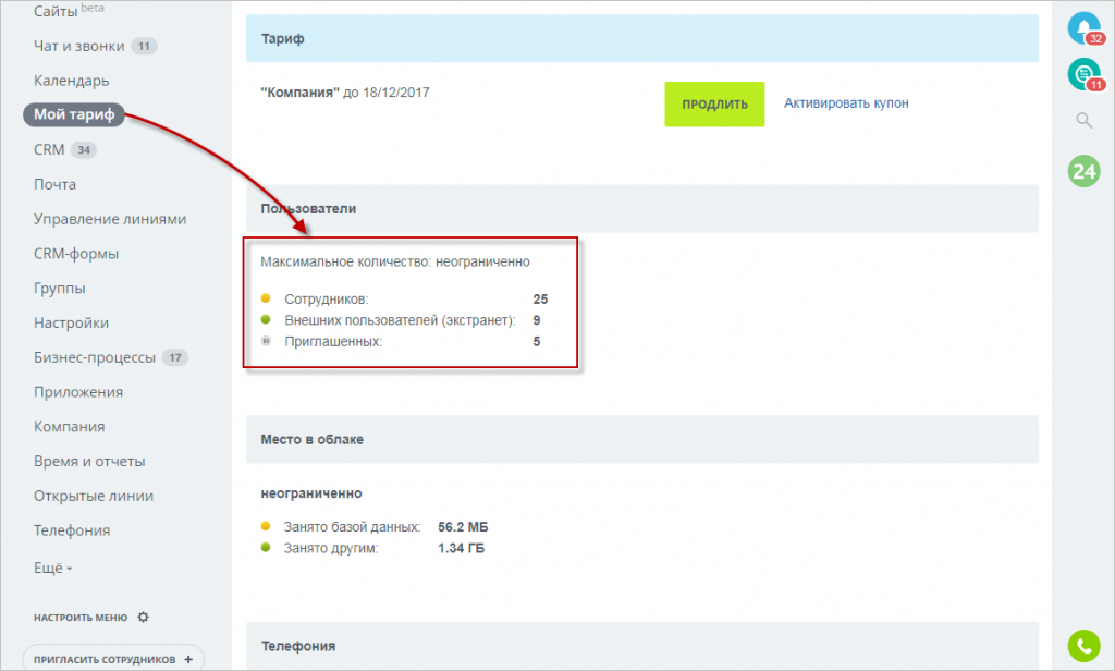 Мой тариф в Битрикс24 Мой тариф в Битрикс24